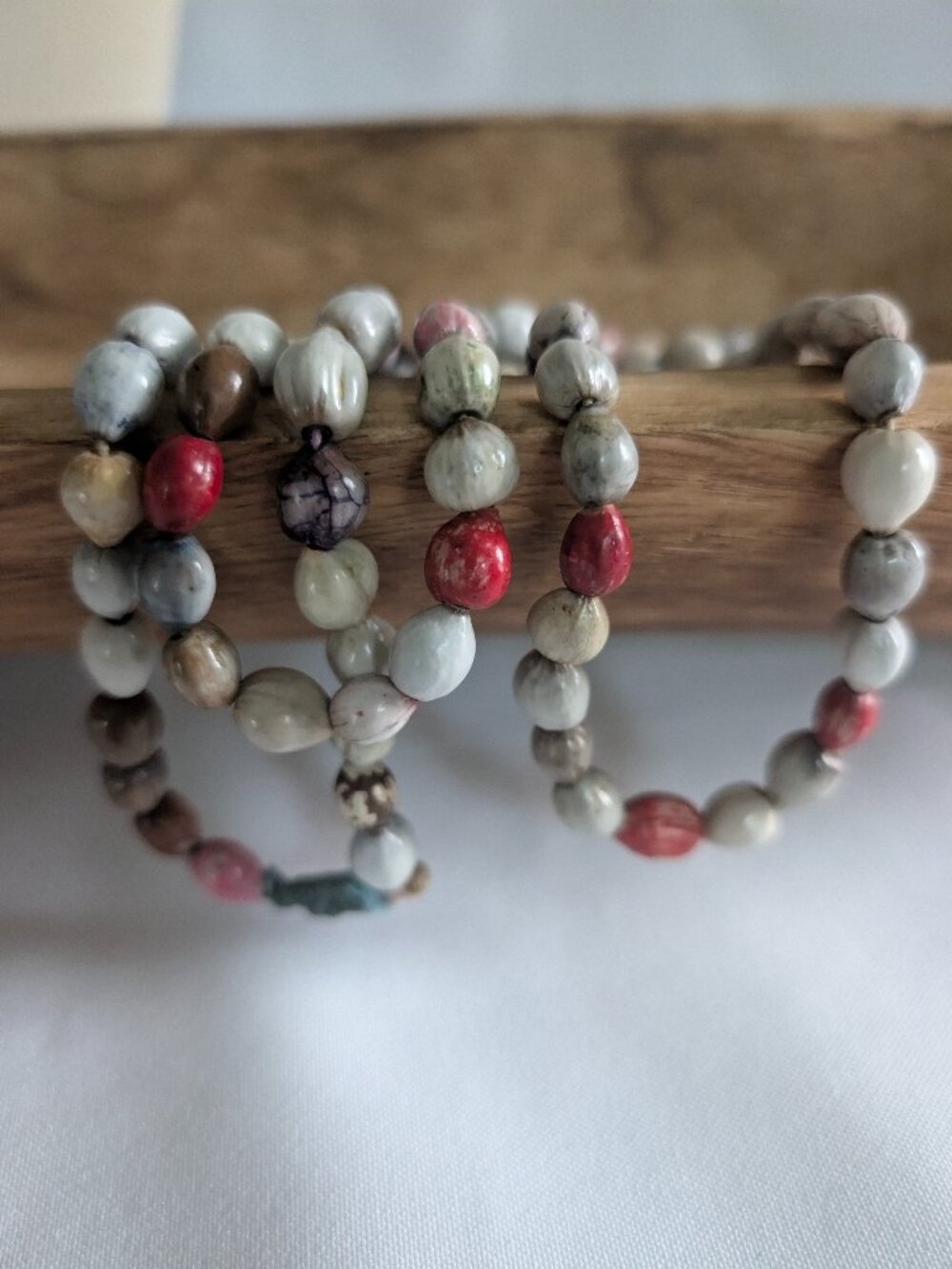 Vintage Job's Tears Painted Seed Bead Necklace Handmade